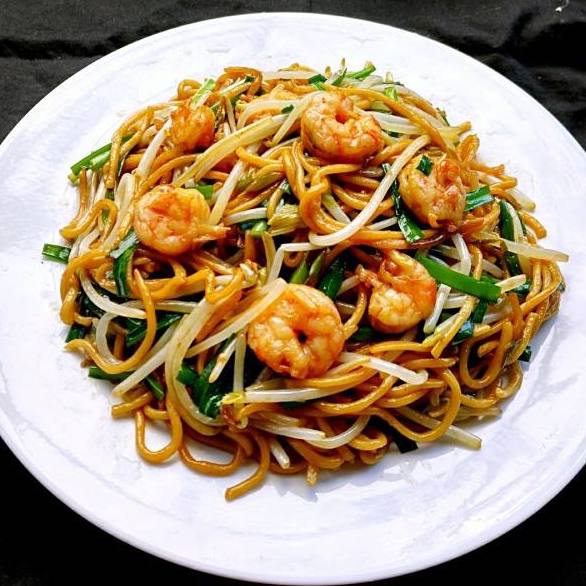 Nouilles sautées aux scampis